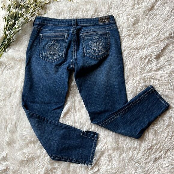 Industrial Cotton Capris Jeans Embroidered Pockets Boho Hippie Size 9 - Picture 5 of 6